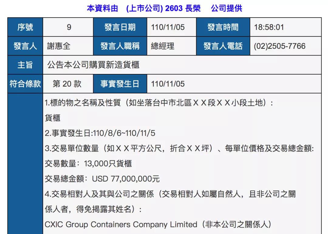 长荣海运超3亿美元再订55500个集装箱，并调整2艘23000TEU大船订单！